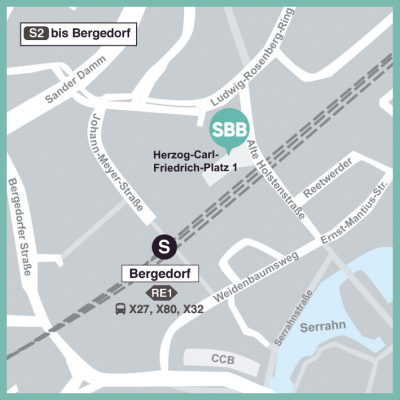 Karte des Standorts Bergedorf am Herzog-Carl-Friedrich-Platz 1